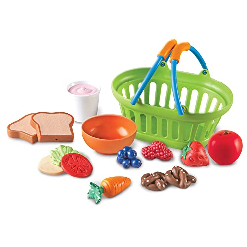 37 Piece Healthy Food Basket Pretend Play Set for Toddlers 18 Months Up