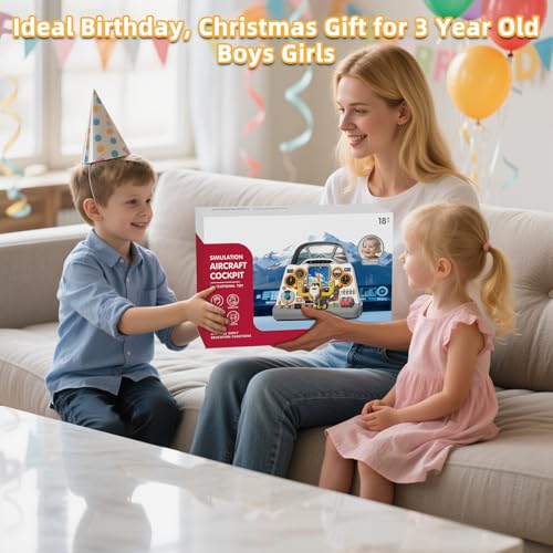 Toddler Airplane Steering Wheel Dashboard Toy with Lights and Sounds