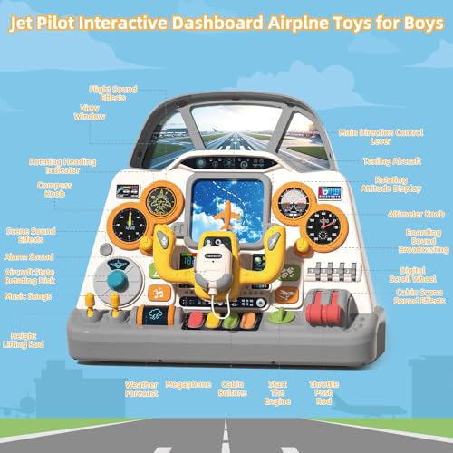 Toddler Airplane Steering Wheel Dashboard Toy with Lights and Sounds