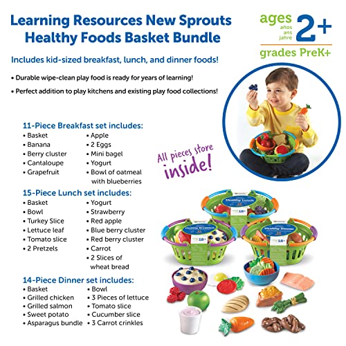 37 Piece Healthy Food Basket Pretend Play Set for Toddlers 18 Months Up