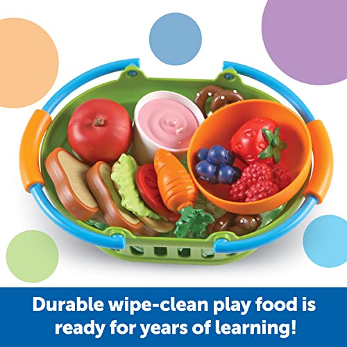 37 Piece Healthy Food Basket Pretend Play Set for Toddlers 18 Months Up