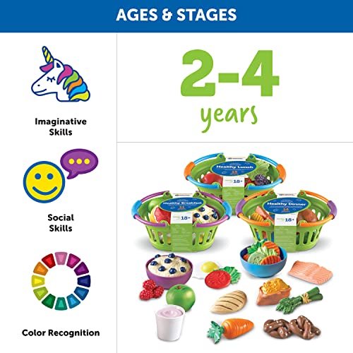 37 Piece Healthy Food Basket Pretend Play Set for Toddlers 18 Months Up