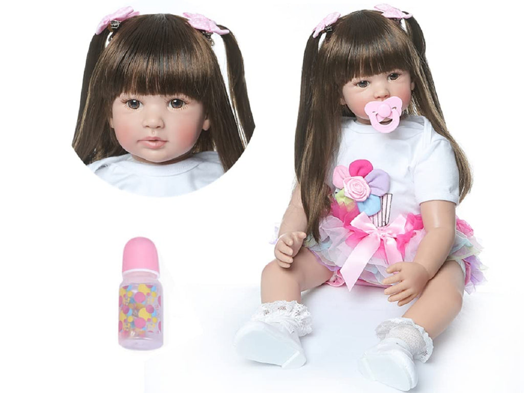 Realistic 24 Inch Reborn Toddler Girl Doll with Soft Vinyl Body
