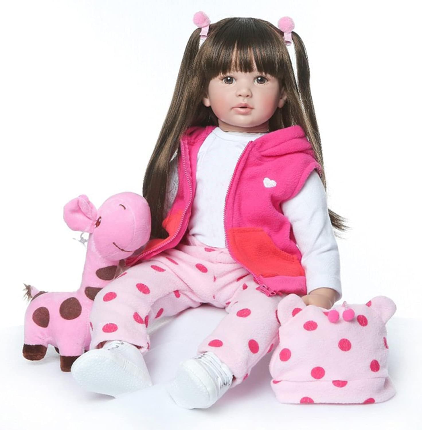 Realistic 24 Inch Reborn Toddler Girl Doll with Soft Vinyl Body
