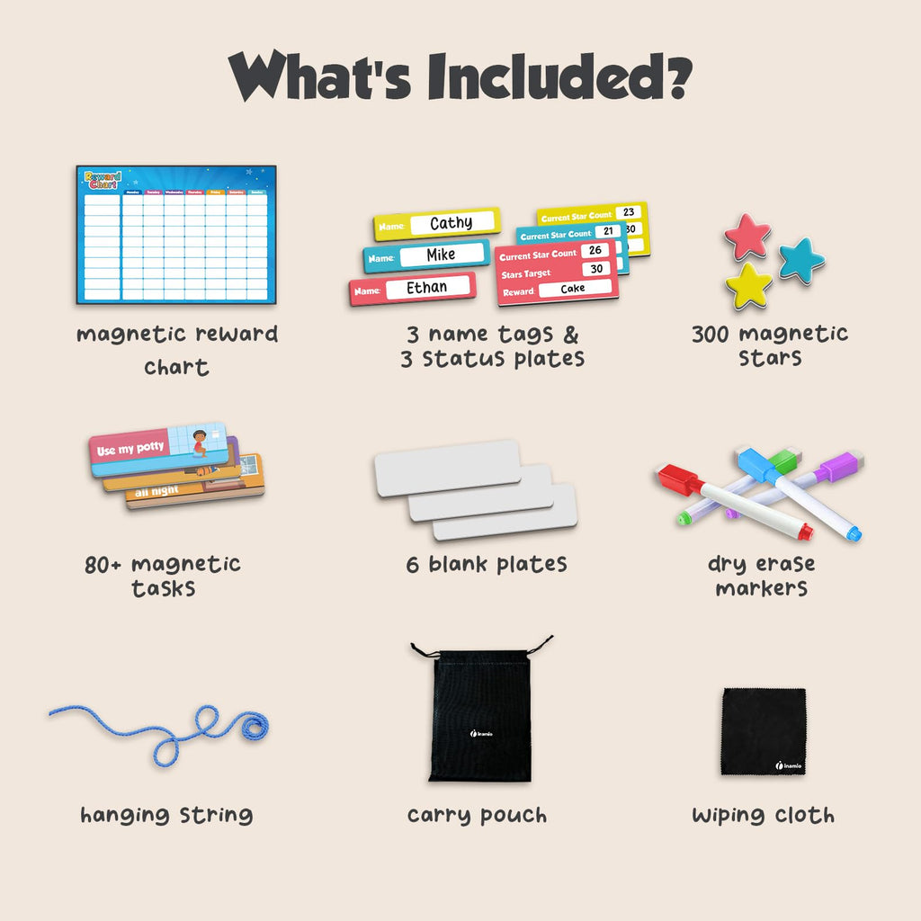 Magnetic Responsibility and Reward Chart with 3D Stars for Kids