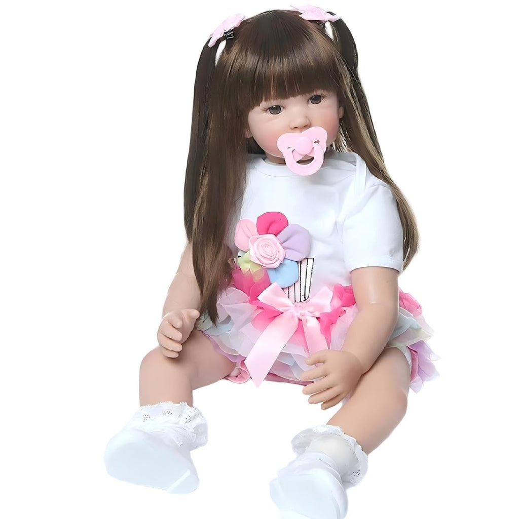 Realistic 24 Inch Reborn Toddler Girl Doll with Soft Vinyl Body