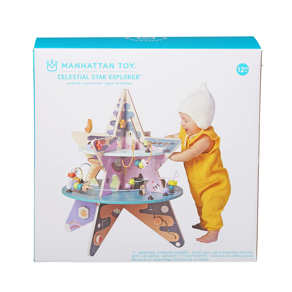 Celestial Wooden Activity Center with Shape Gliders Spinners and Bead Runs