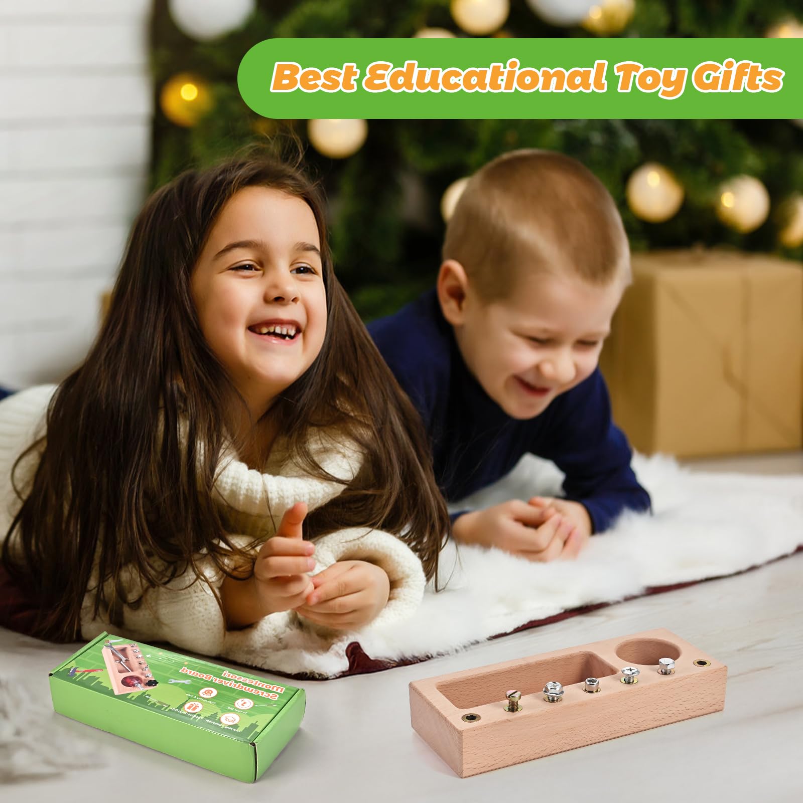 Wooden Montessori Screwdriver Board for Fine Motor Skills Ages 3 to 5