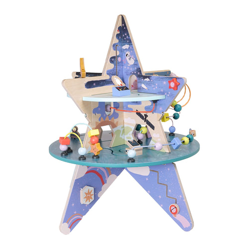 Celestial Wooden Activity Center with Shape Gliders Spinners and Bead Runs