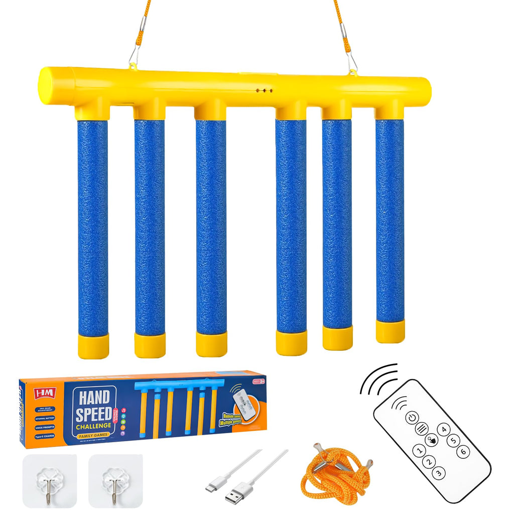 Reflex Drop Sticks Challenge Game for Solo and Dual Play with Remote