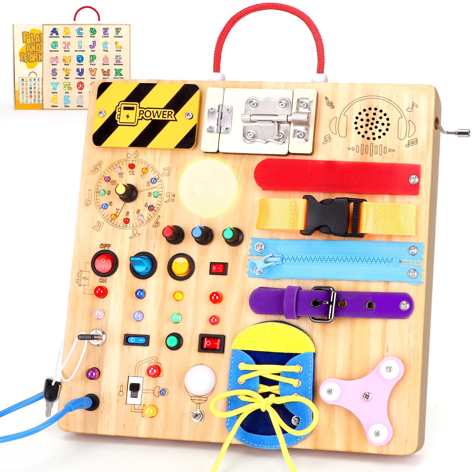 Montessori Busy Board Sensory Travel Toy for Toddlers