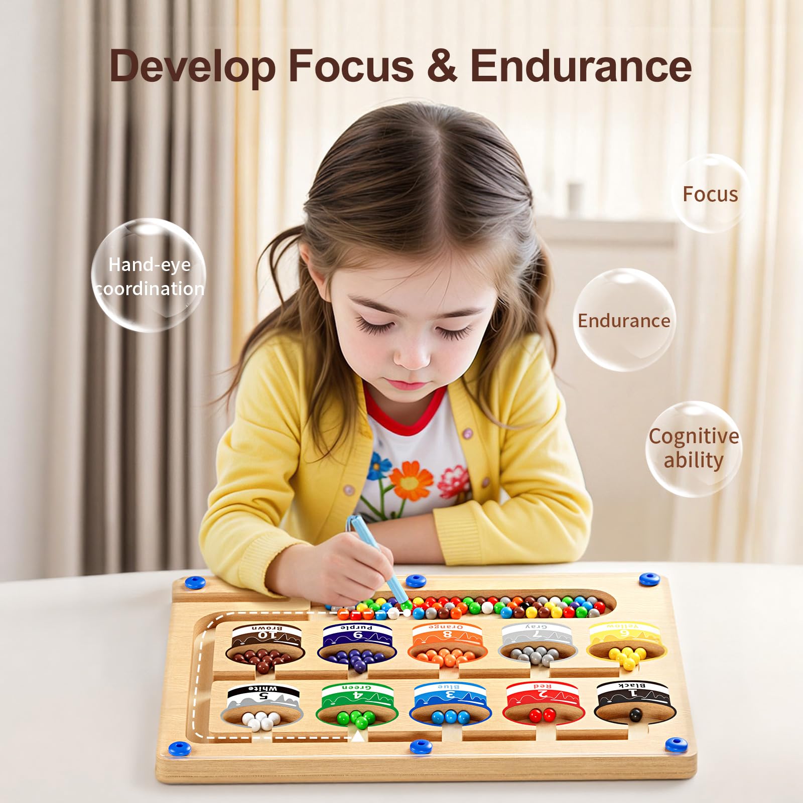 Magnetic Color Number Maze Montessori Puzzle Board Ages 3 to 5