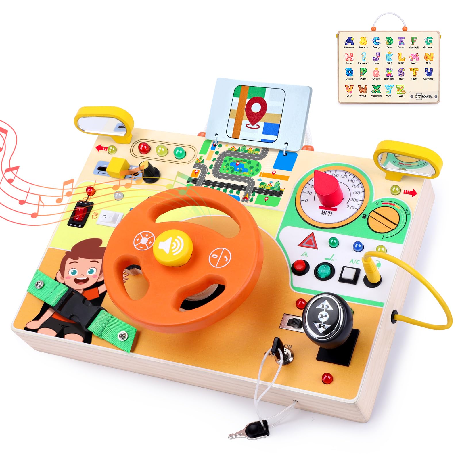 Montessori Busy Board Sensory Travel Toy for Toddlers