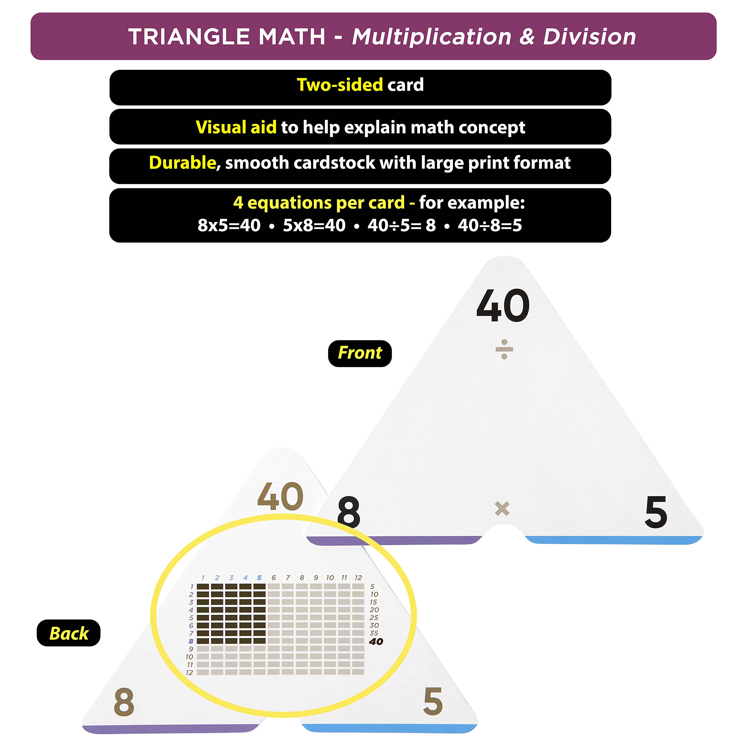Jumbo Multiplication Flash Cards with 173 Cards for Grades 2 to 6