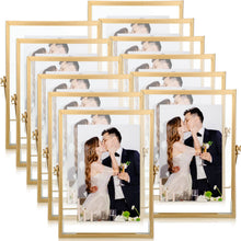 12 Piece Gold Floating Metal Glass Picture Frame Set 4 by 6 Inch