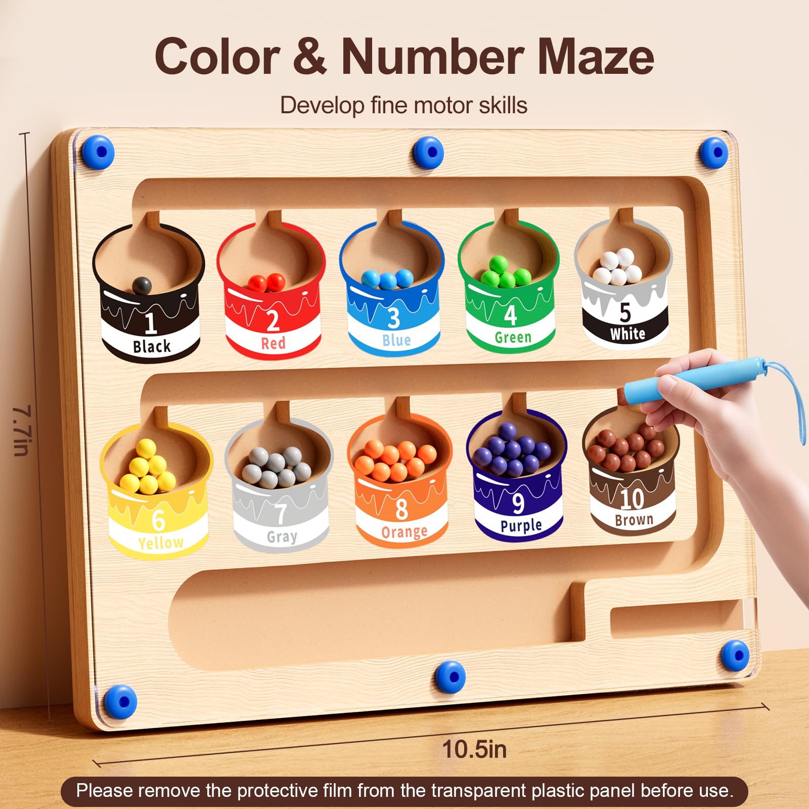 Magnetic Color Number Maze Montessori Puzzle Board Ages 3 to 5