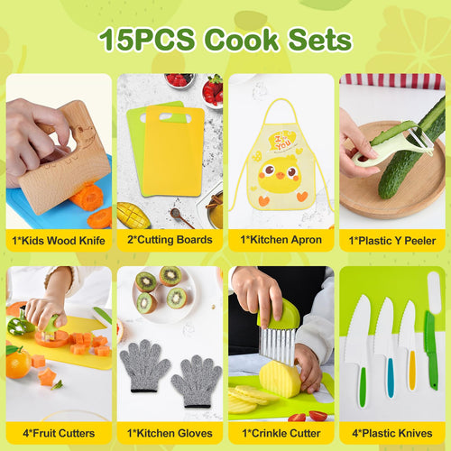 15 Piece Montessori Kitchen Toy Set for Toddlers