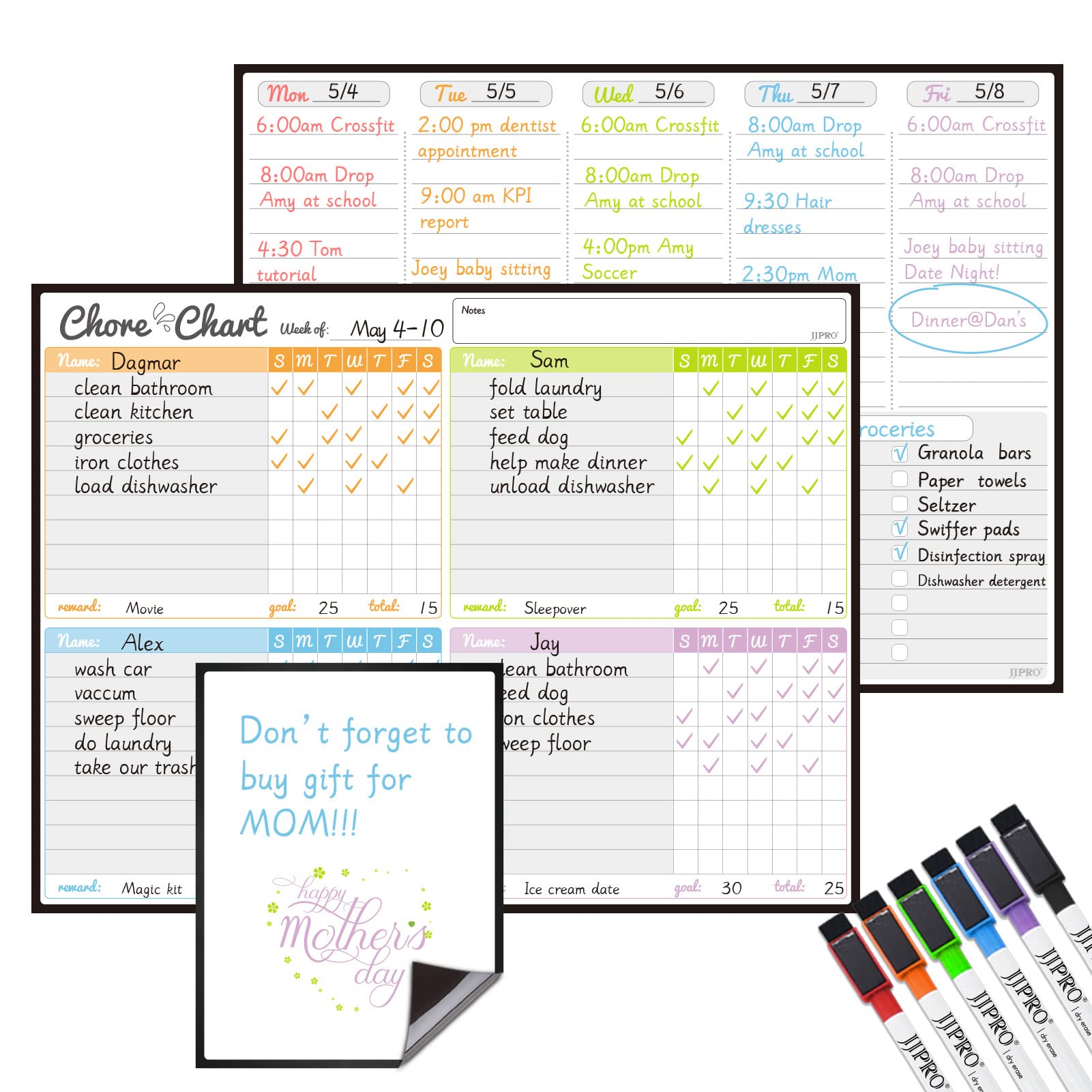 Magnetic Dry Erase Chore Chart Board