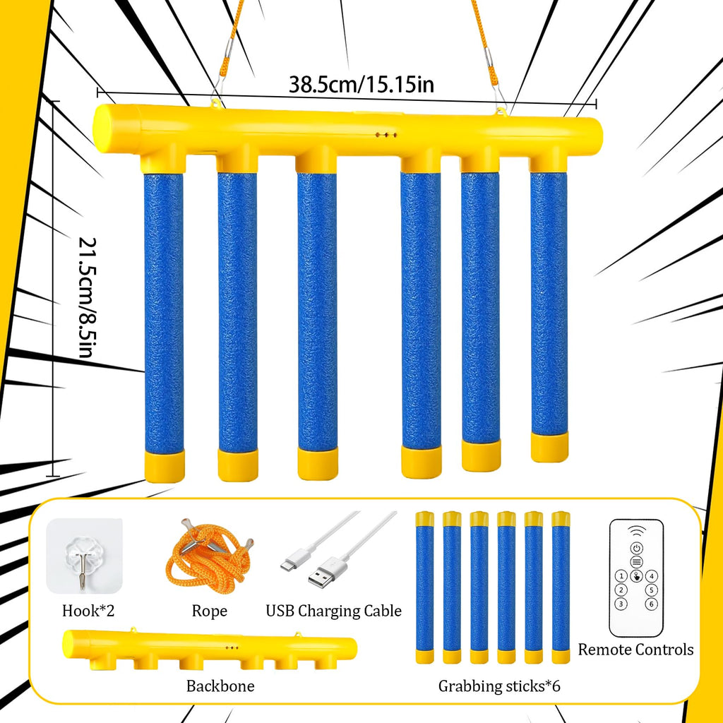 Reflex Drop Sticks Challenge Game for Solo and Dual Play with Remote