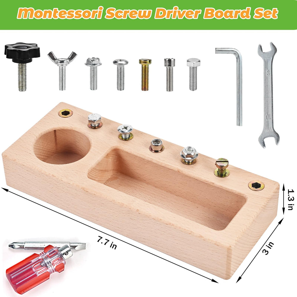 Wooden Montessori Screwdriver Board for Fine Motor Skills Ages 3 to 5