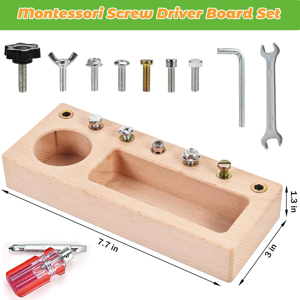 Wooden Montessori Screwdriver Board for Fine Motor Skills Ages 3 to 5