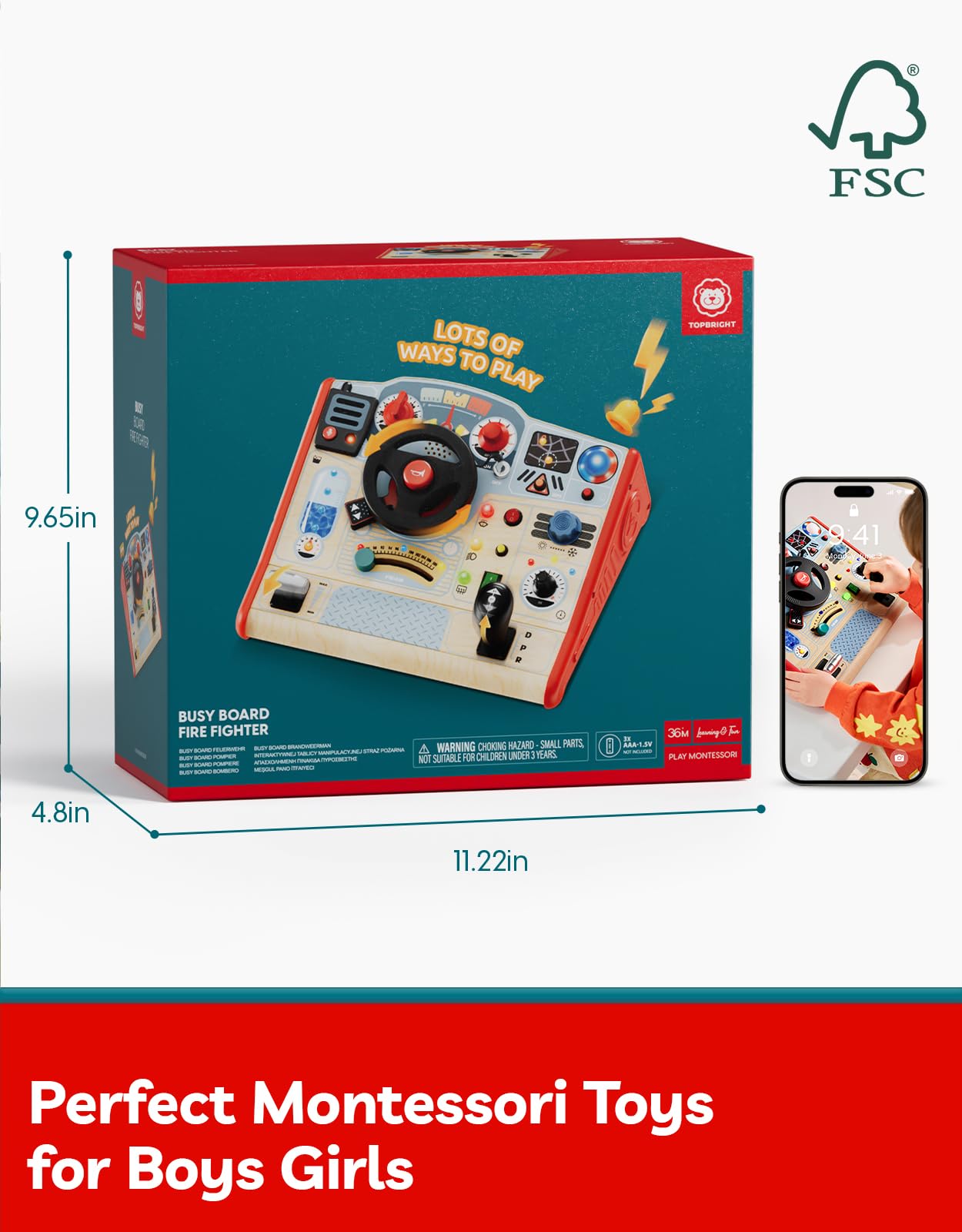 Montessori LED Light Busy Board for Toddlers Age 3