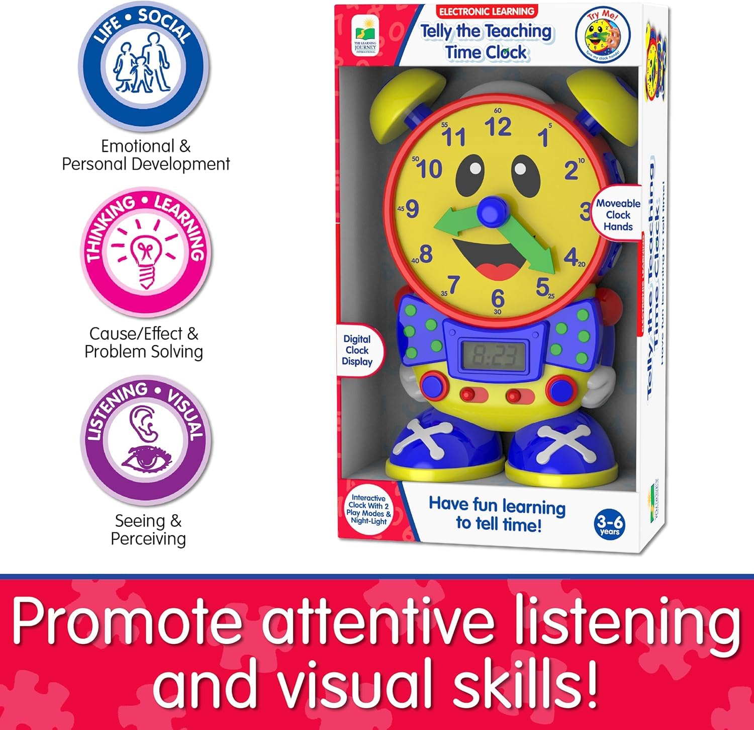 Interactive Teaching Clock for Kids Learning to Tell Time