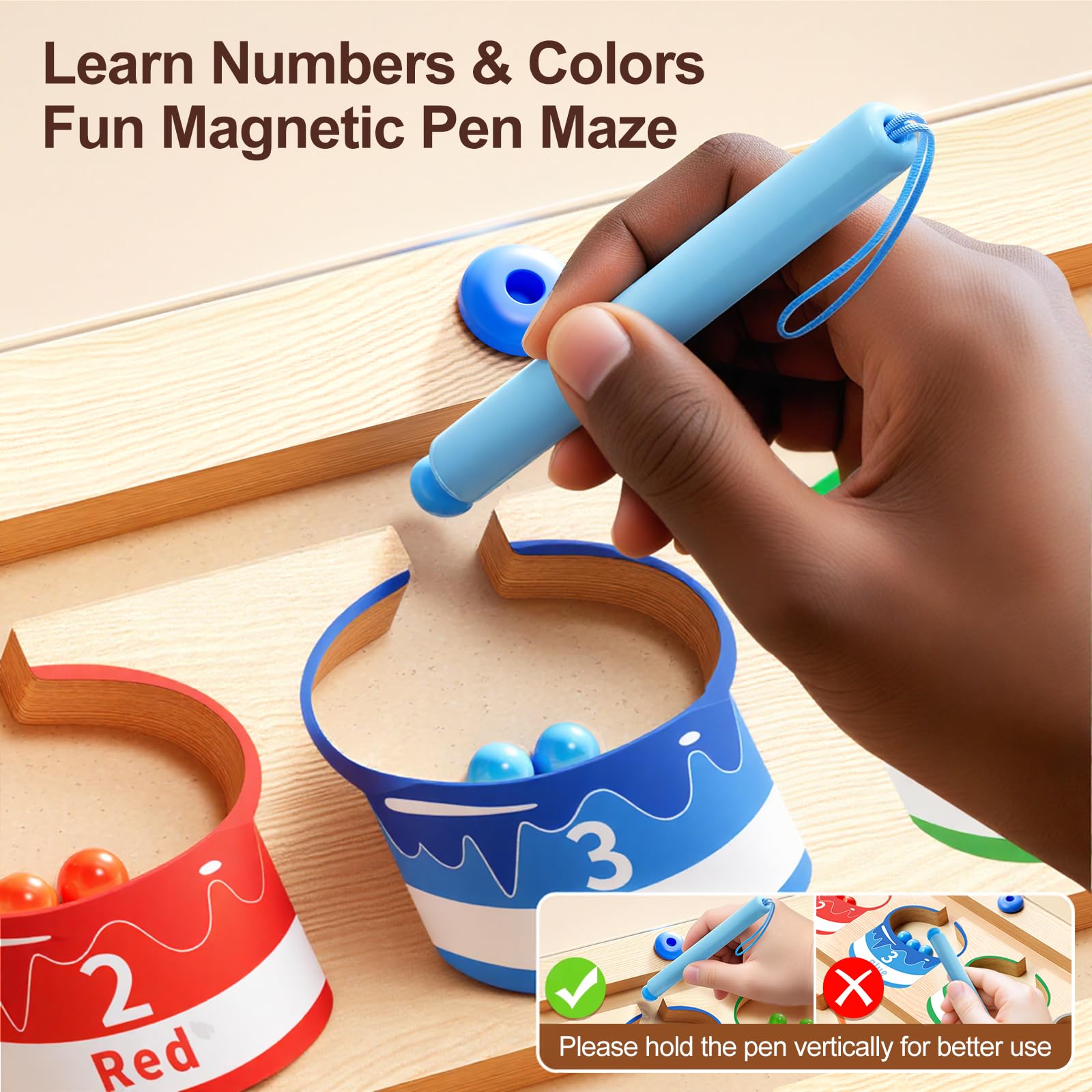 Magnetic Color Number Maze Montessori Puzzle Board Ages 3 to 5