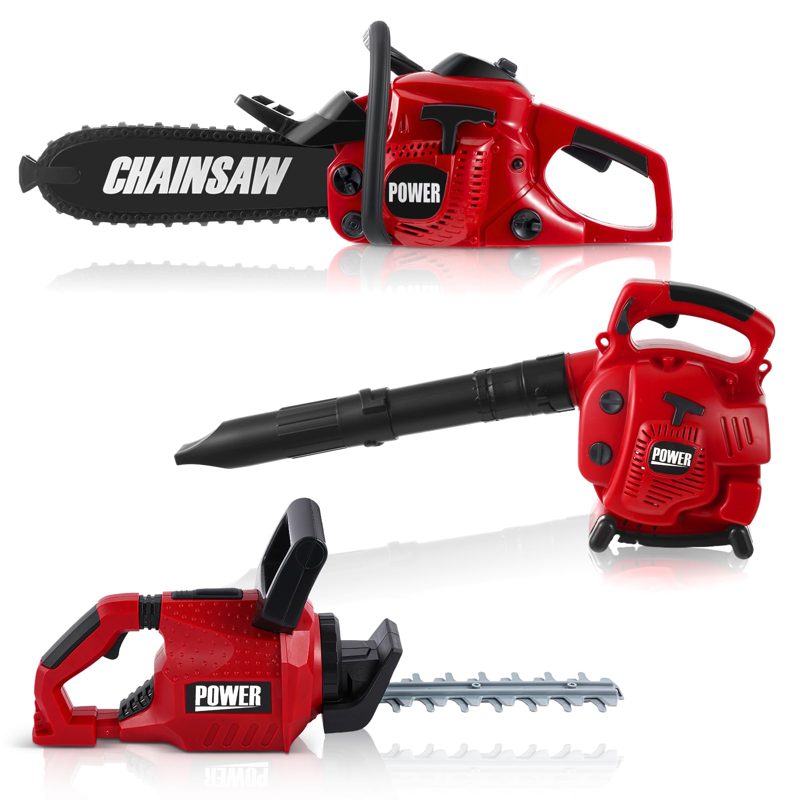 Kids Gardening Tool Set with Leaf Blower Trimmer Chainsaw and Mower