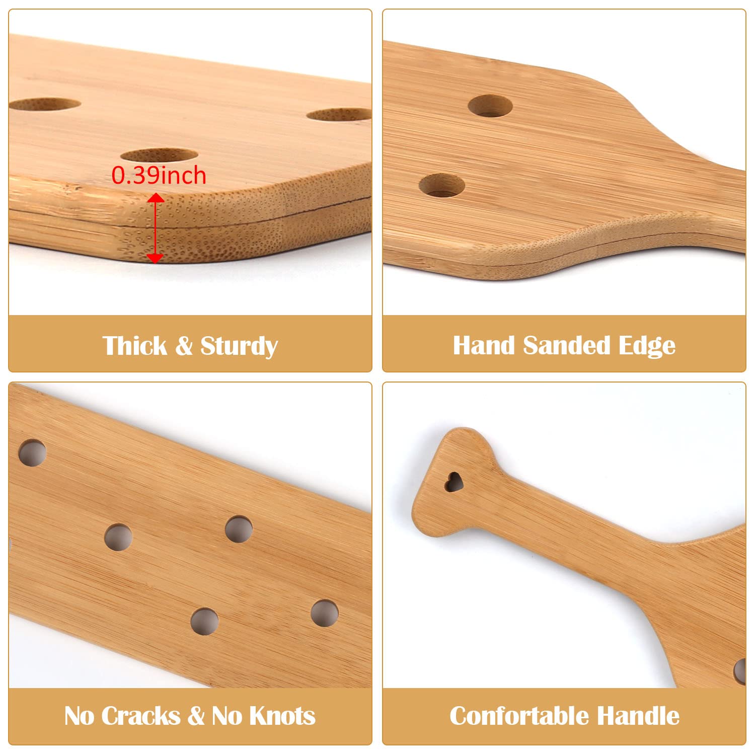 Lightweight Bamboo Paddle with Smooth Finish and Airflow Holes