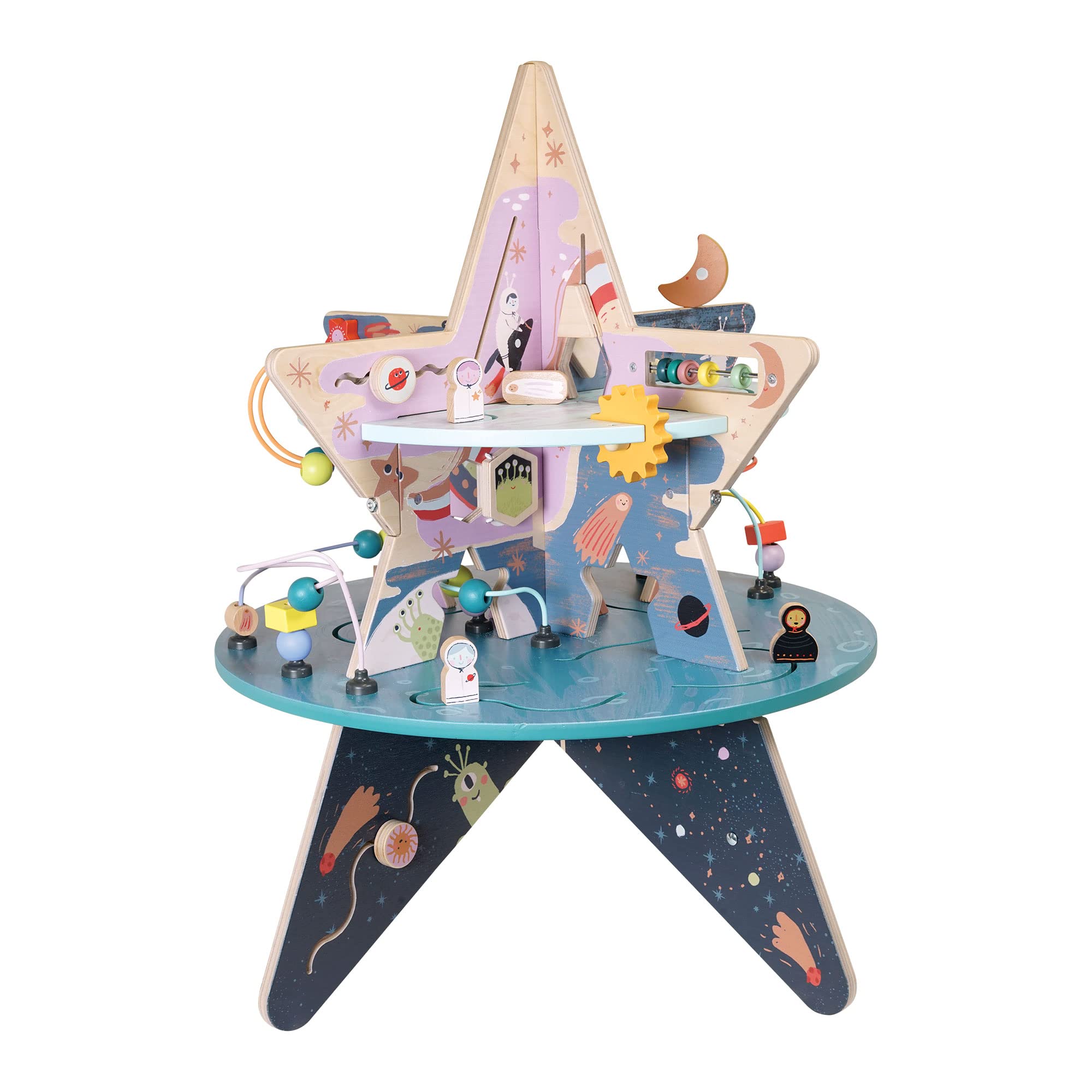 Celestial Wooden Activity Center with Shape Gliders Spinners and Bead Runs