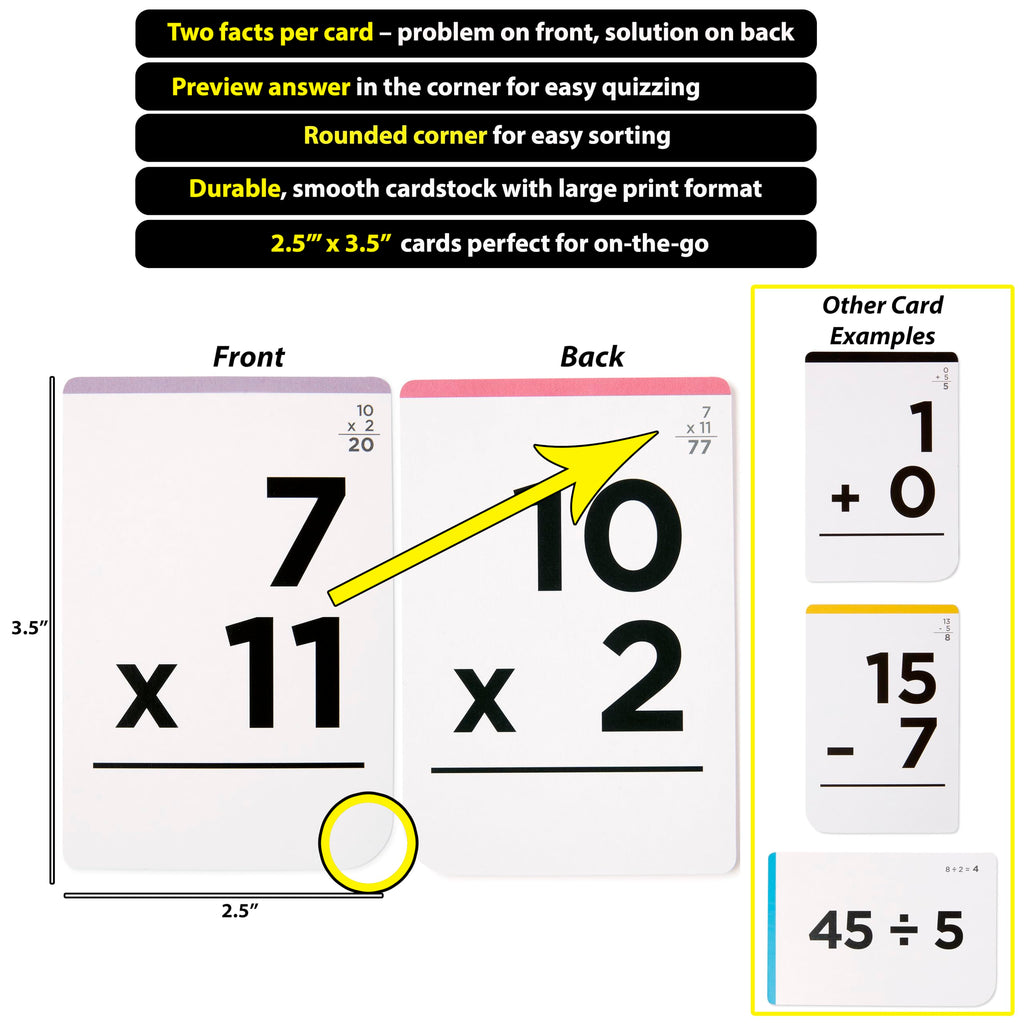 Jumbo Math Flash Cards with Dice for Addition Subtraction Multiplication