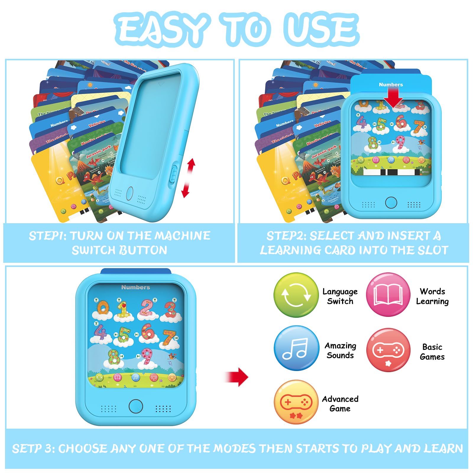 Kids Learning Tablet with Colors Letters Numbers Animals and Weather