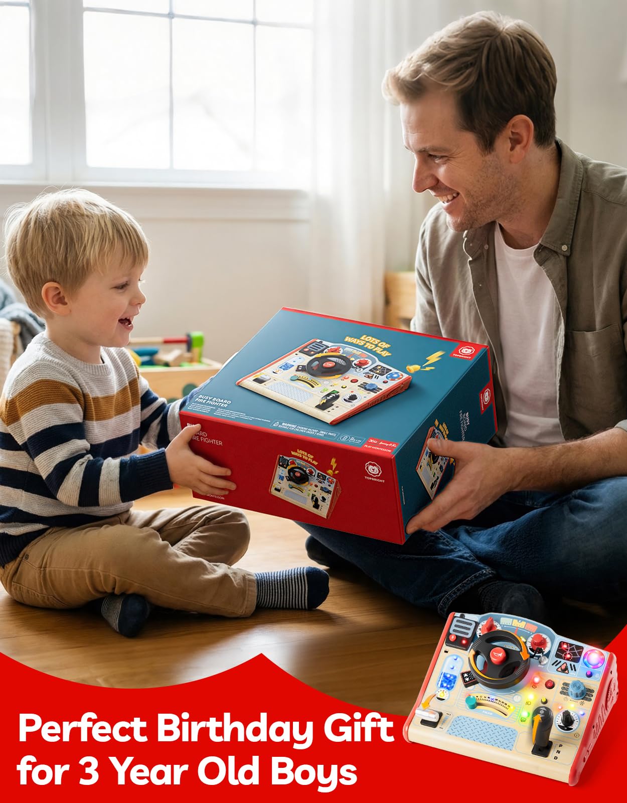 Montessori LED Light Busy Board for Toddlers Age 3