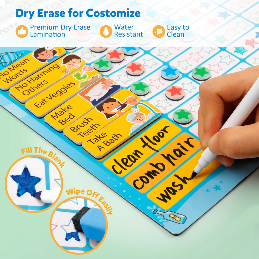 Magnetic Responsibility Chore and Reward Chart for Multiple Kids