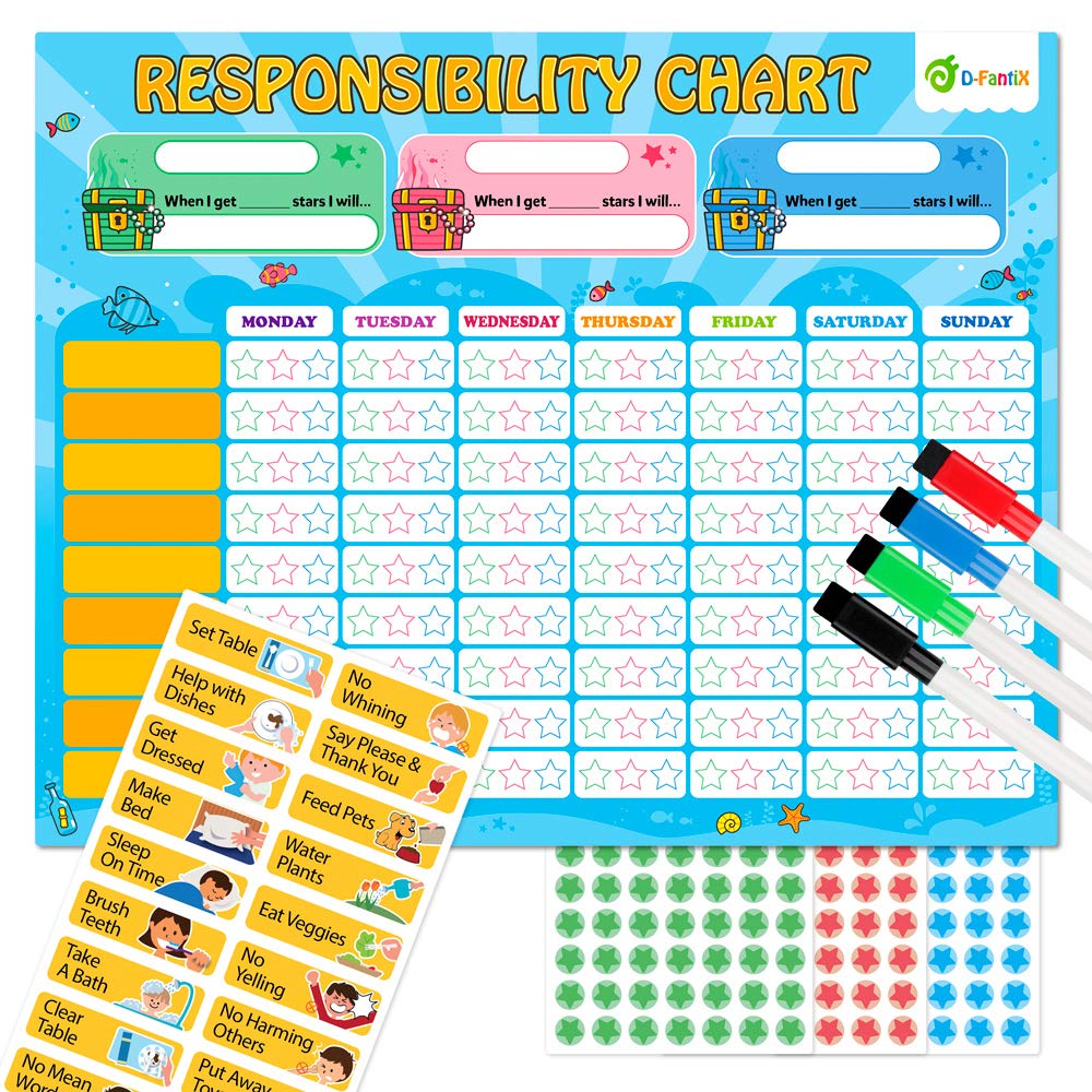 Magnetic Responsibility Chore and Reward Chart for Multiple Kids