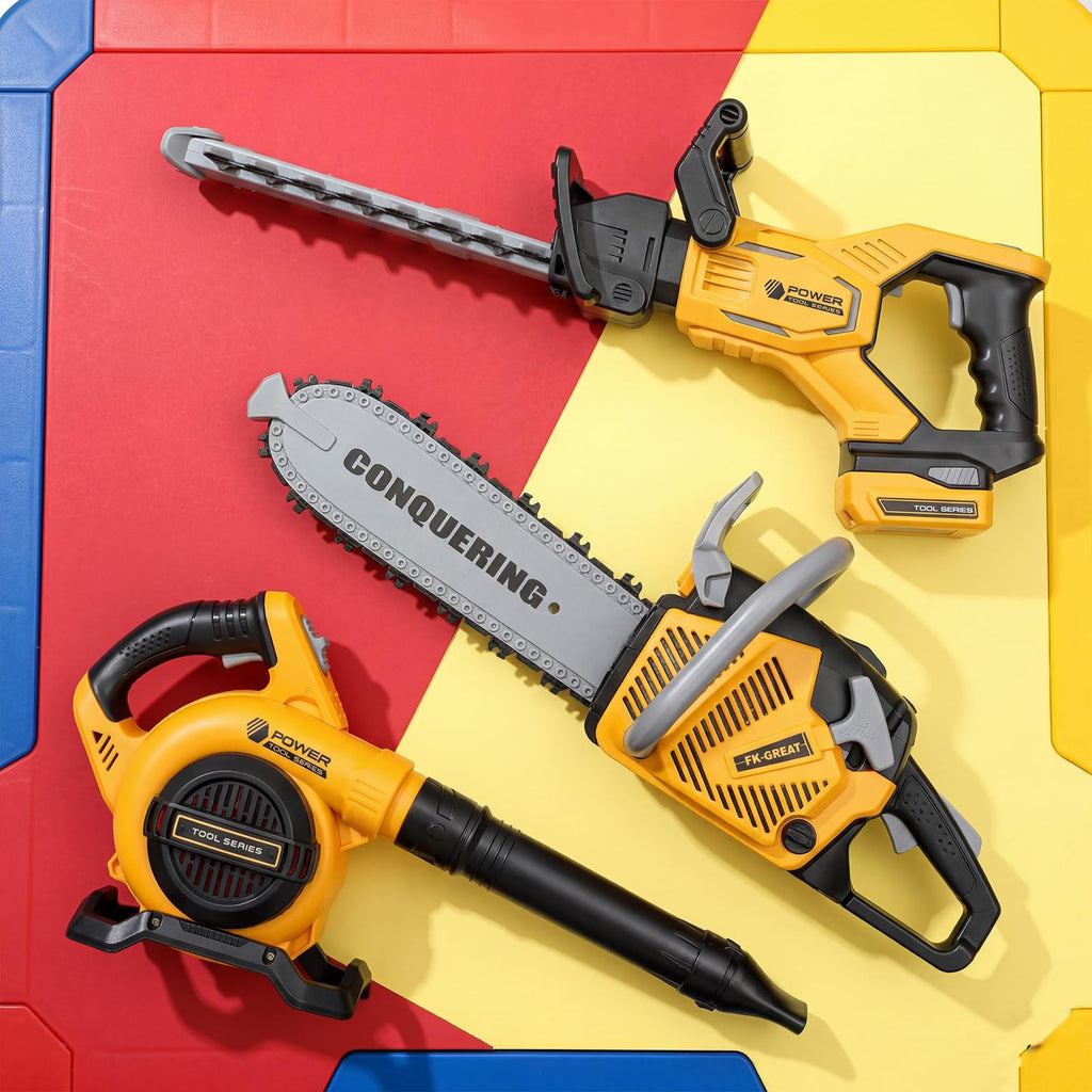 Kids Gardening Tool Set with Leaf Blower Trimmer Chainsaw and Mower