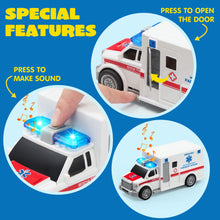 Emergency Vehicle Toy Set with Lights Sounds Fire Truck and Helicopter