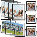 12 Piece Gold Floating Metal Glass Picture Frame Set 4 by 6 Inch