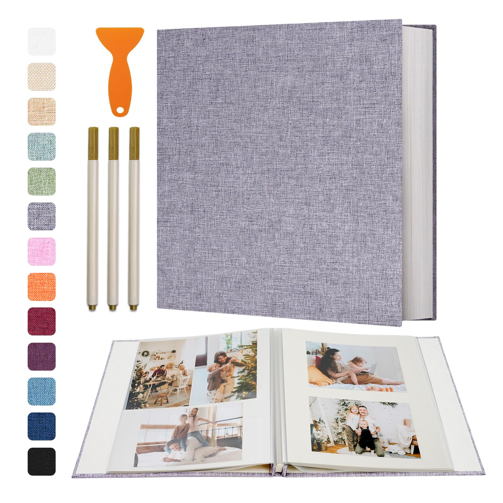 Self Adhesive Scrapbook Photo Album with Magnetic Pages and Metallic Pen