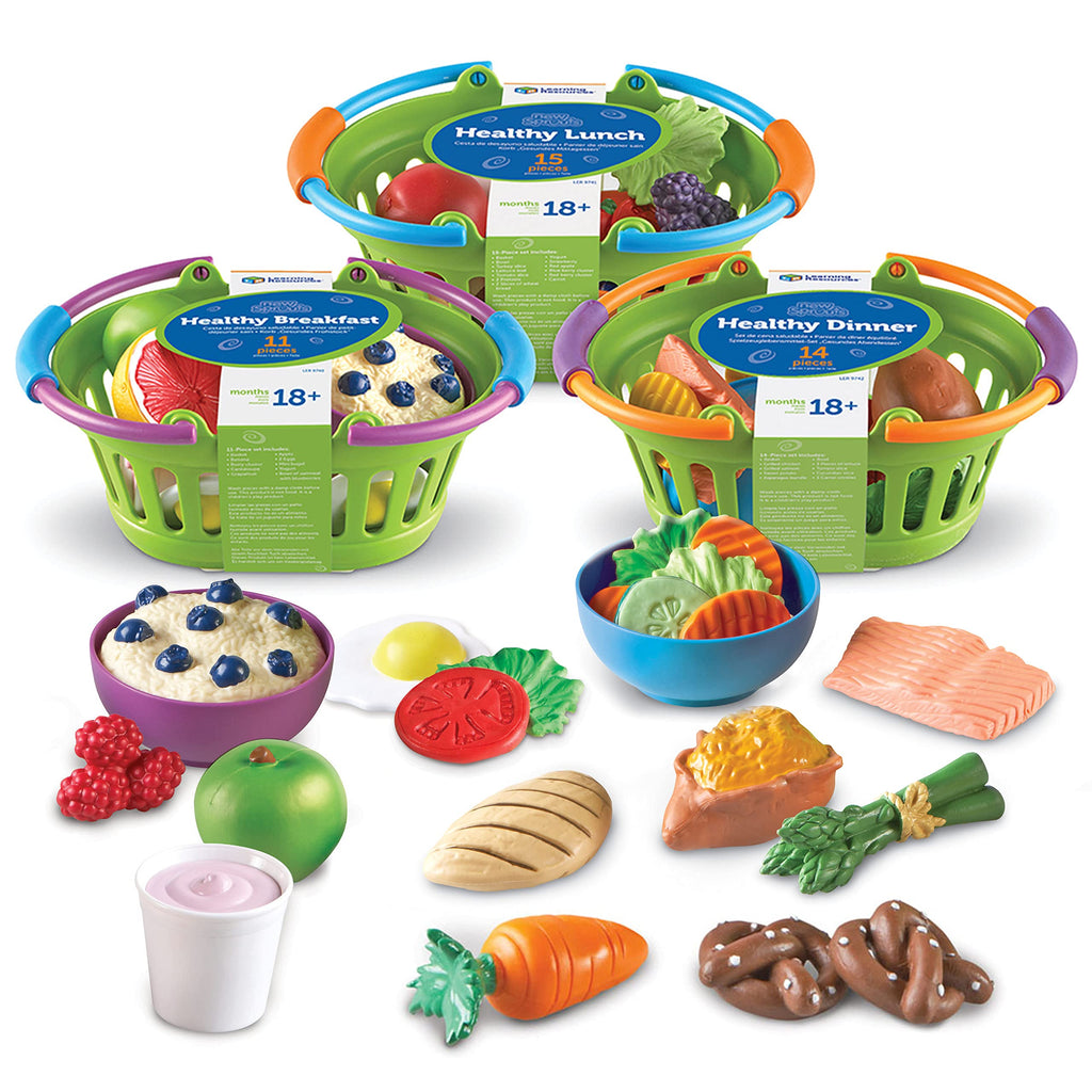 37 Piece Healthy Food Basket Pretend Play Set for Toddlers 18 Months Up