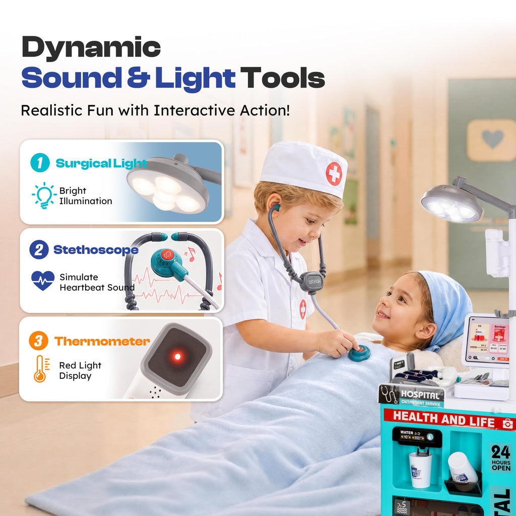 Kids Doctor Medical Station Playset with Dentist Pharmacy and Checkout