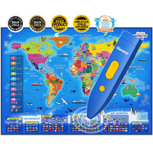 Bilingual Interactive USA and World Map Geography Learning Toy for Kids
