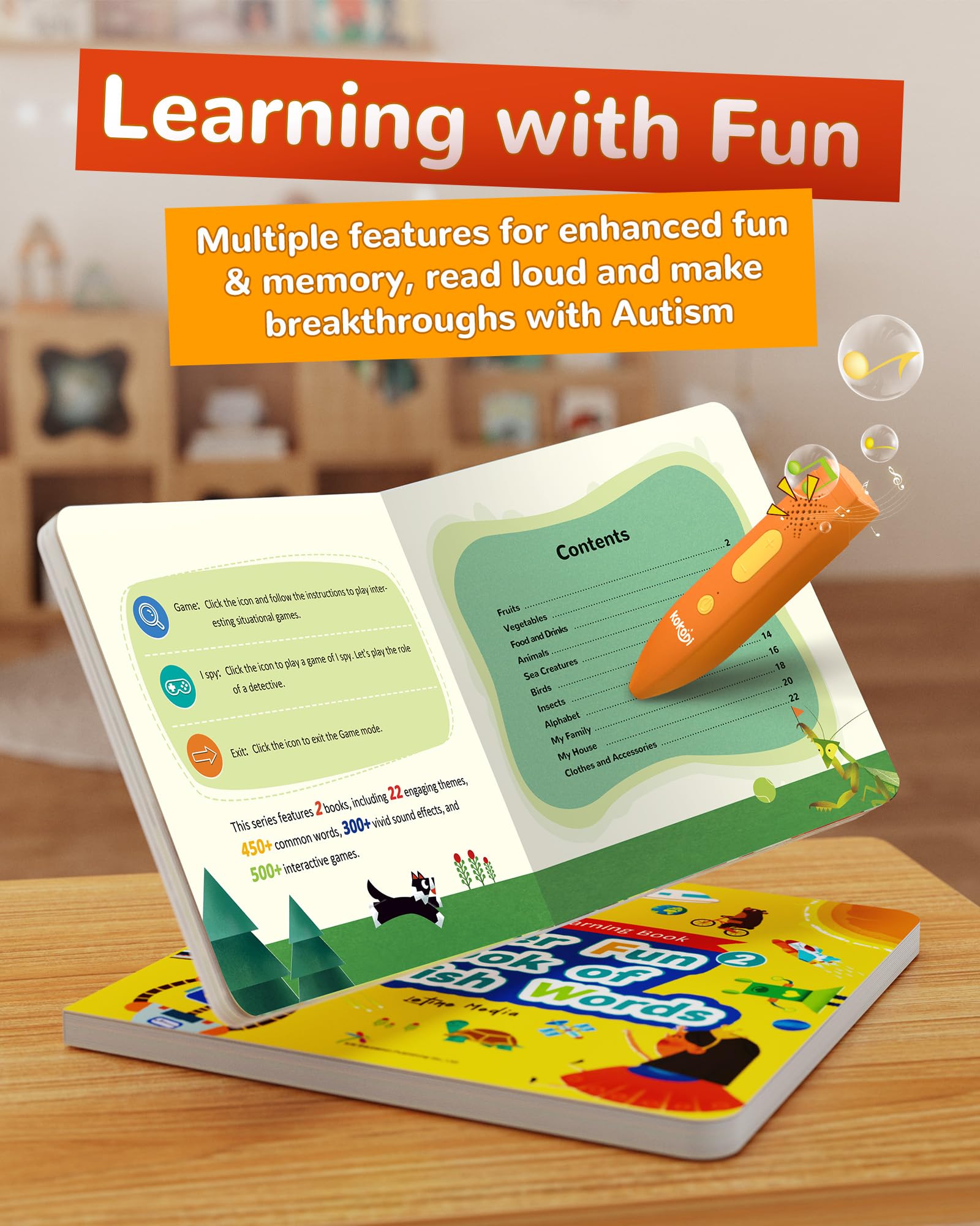 Kids Interactive Talking Pen Book Set for Early Learning and Sensory Play