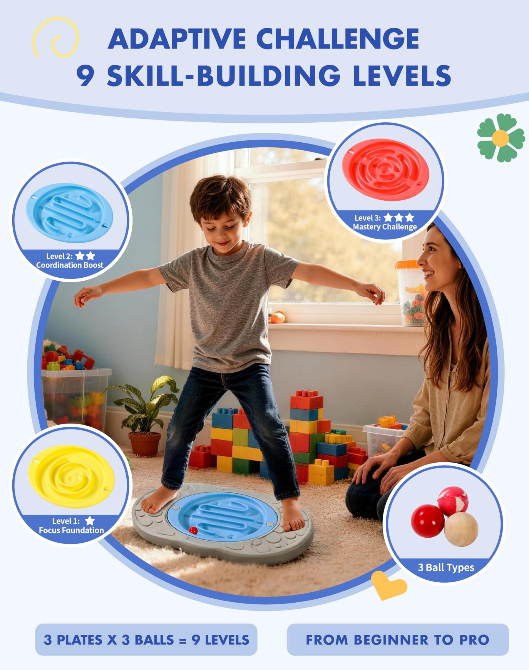 2 in 1 Maze Balance Board Sensory Training Toy for Kids Ages 3 to 12