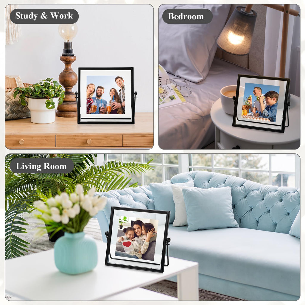 12 Piece Gold Floating Metal Glass Picture Frame Set 4 by 6 Inch