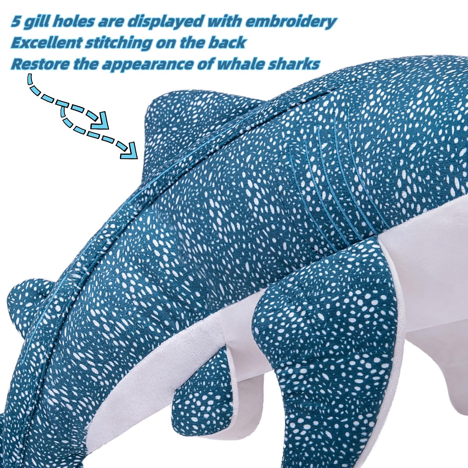 Realistic Extra Large 47 Inch Blue Whale Shark Plush Toy for Kids
