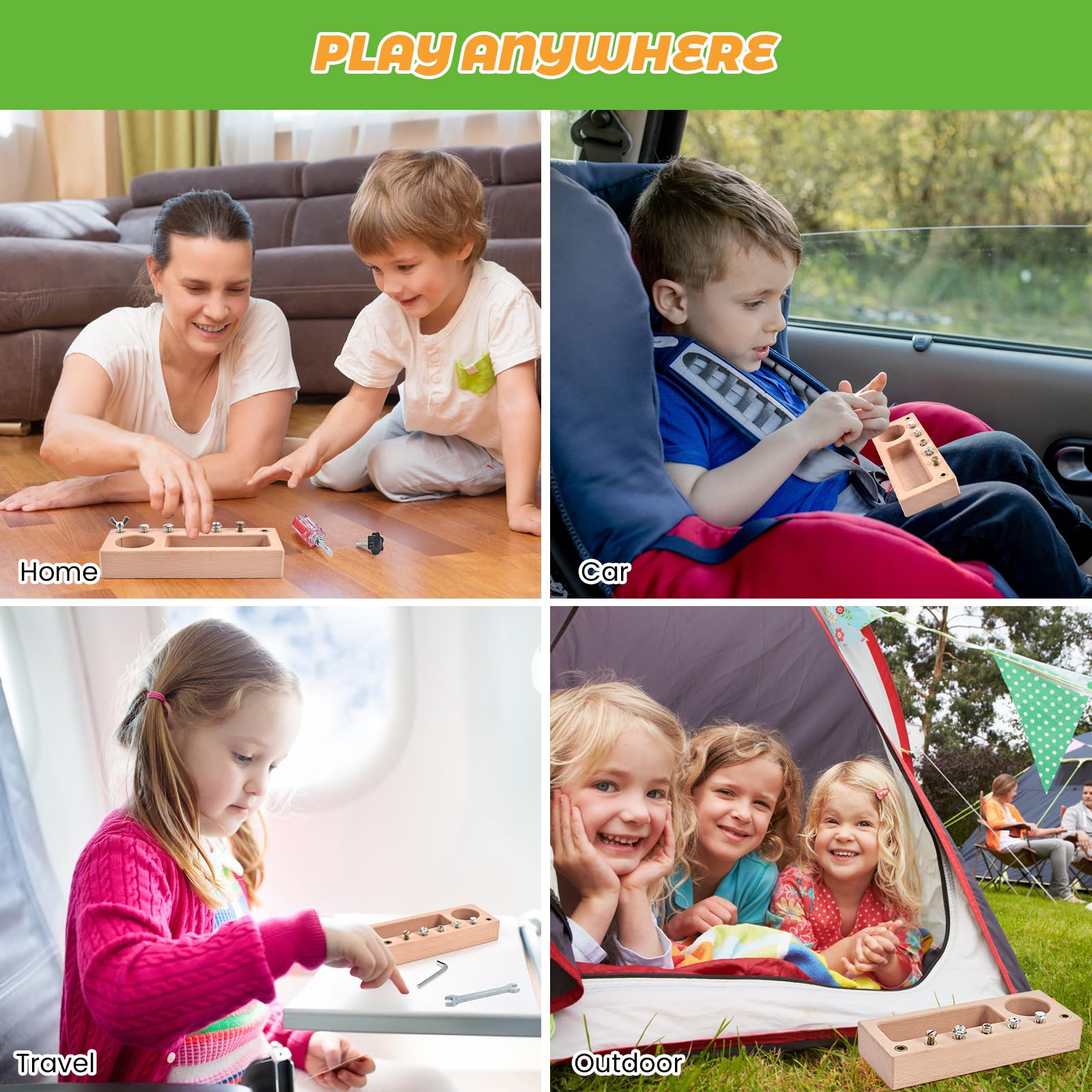 Wooden Montessori Screwdriver Board for Fine Motor Skills Ages 3 to 5