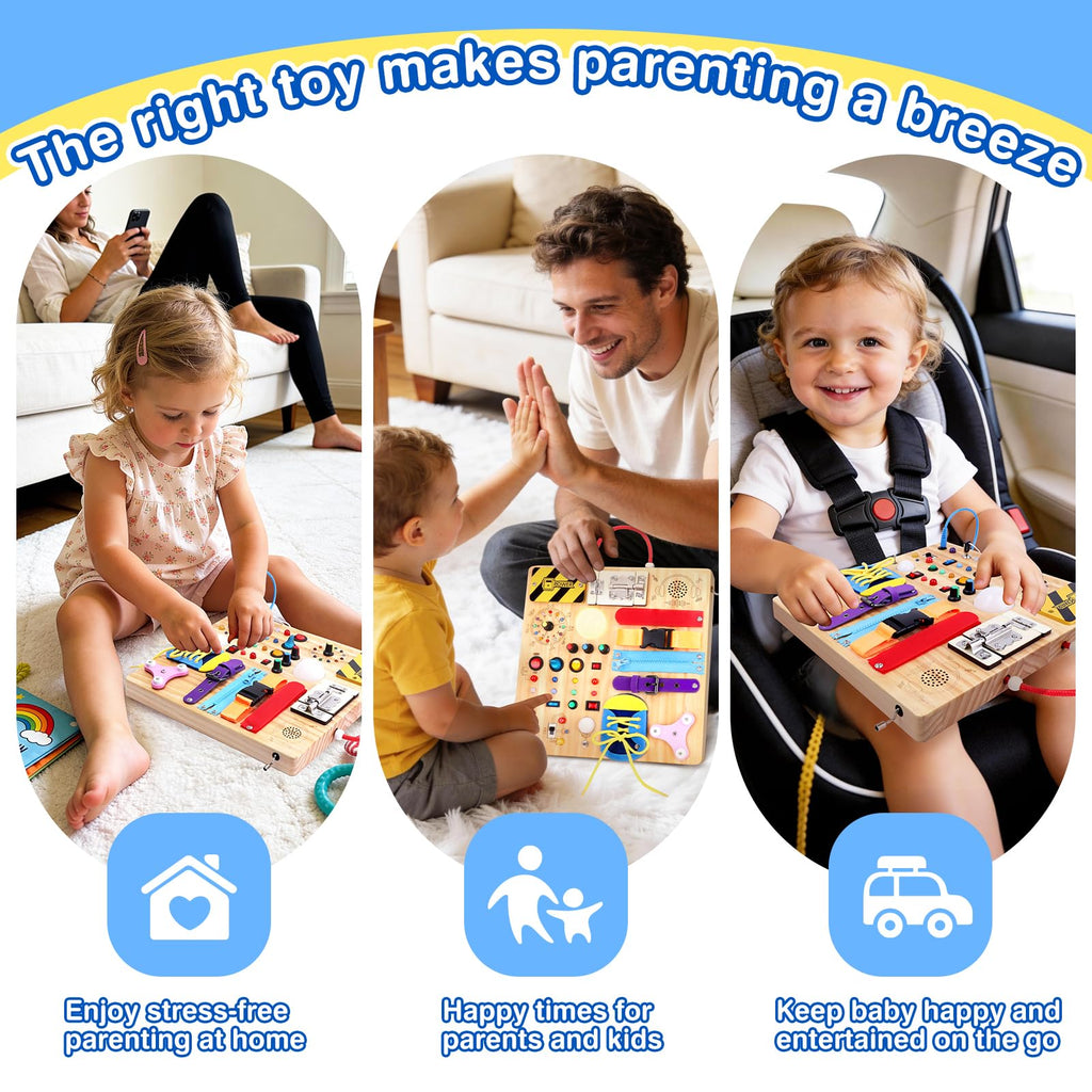 Montessori Busy Board Sensory Travel Toy for Toddlers