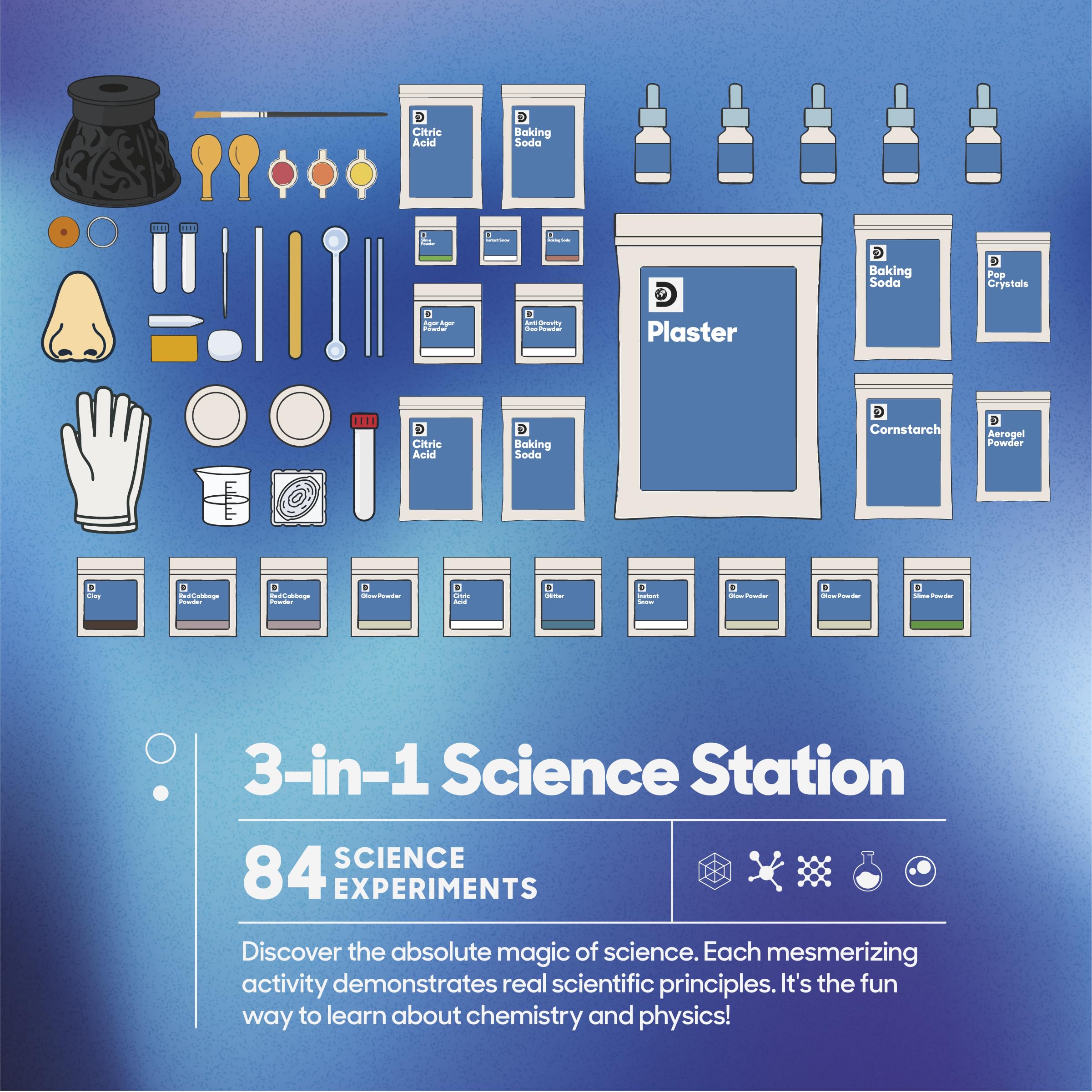 Three in One STEM Science Kit with 84 Experiments for Ages 8 Plus
